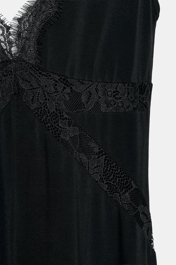 ROBE LONGUE BRETTELLES COMBINÉE - Noir de Zara - Image 6