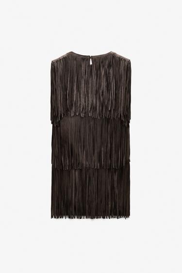 LIMITED EDITION SUEDE LEATHER FRINGE DRESS - Brown by Zara - Image 5