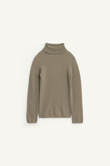 JERSEY CUELLO VUELTO 100% LANA LIMITED EDITION  - Khaki claro de Zara