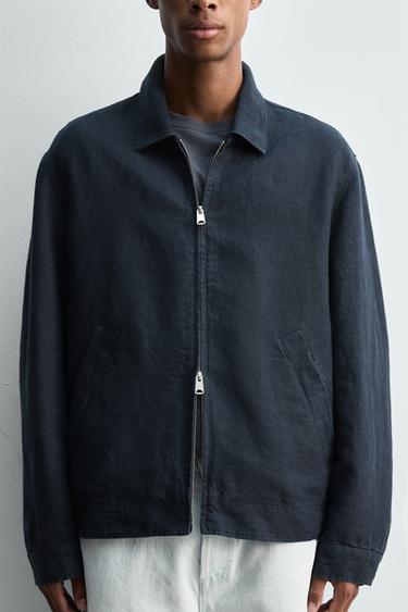 REGULAR FIT 100% LINEN JACKET - Dark navy by Zara - Image 5