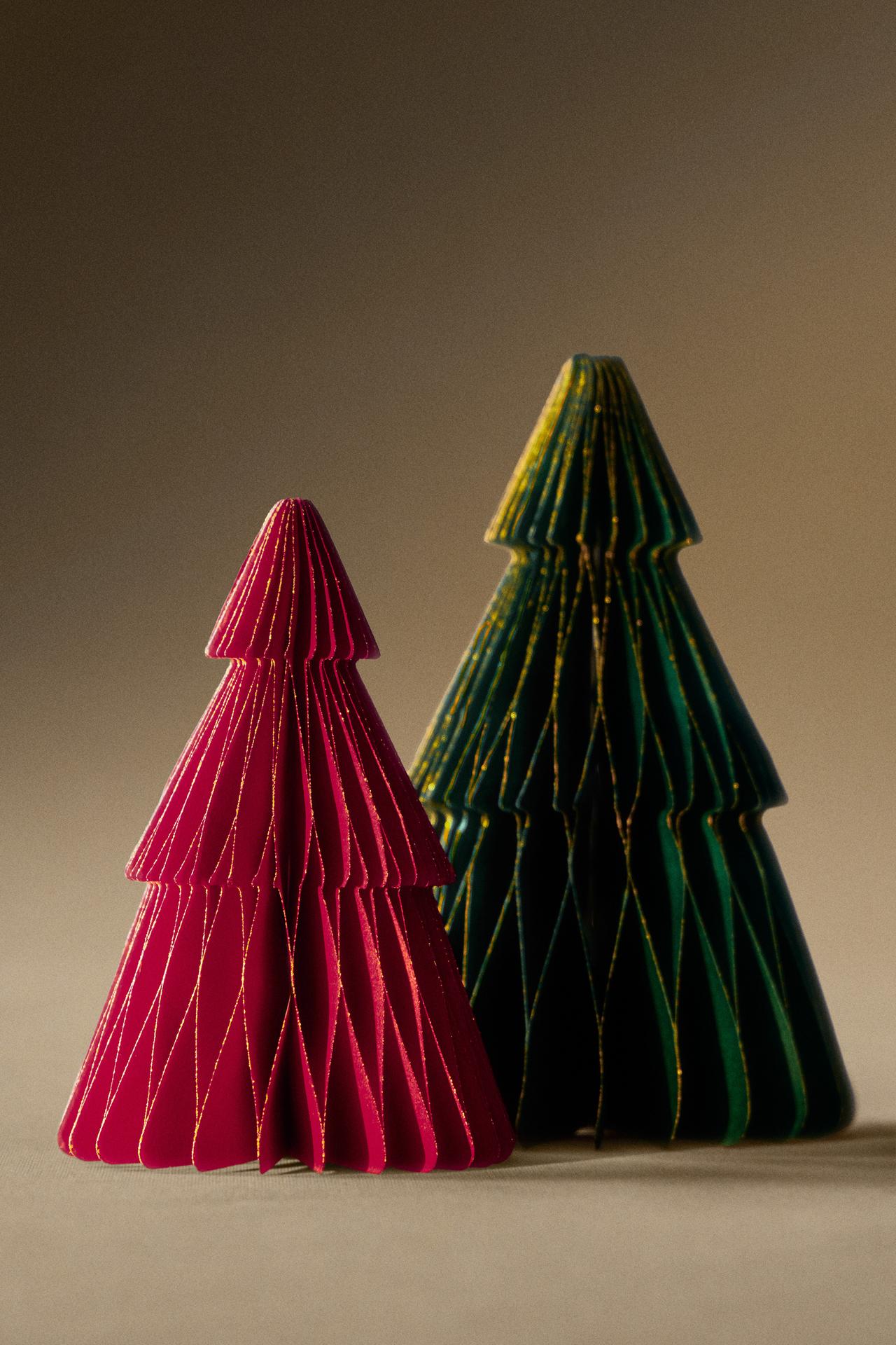 PACK OF DECORATIVE PAPER CHRISTMAS TREE ORNAMENTS (PACK OF 2) — Green