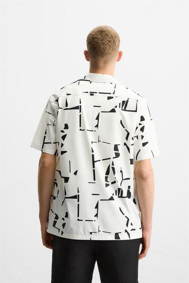 CHEMISE ÉLASTIQUE À IMPRIMÉ ABSTRAIT - Blanc de Zara - Image 2