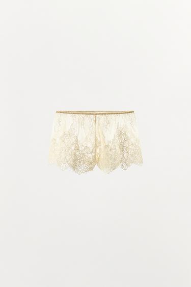 SHORT EN DENTELLE BRODÉE - Écru de Zara - Image 6