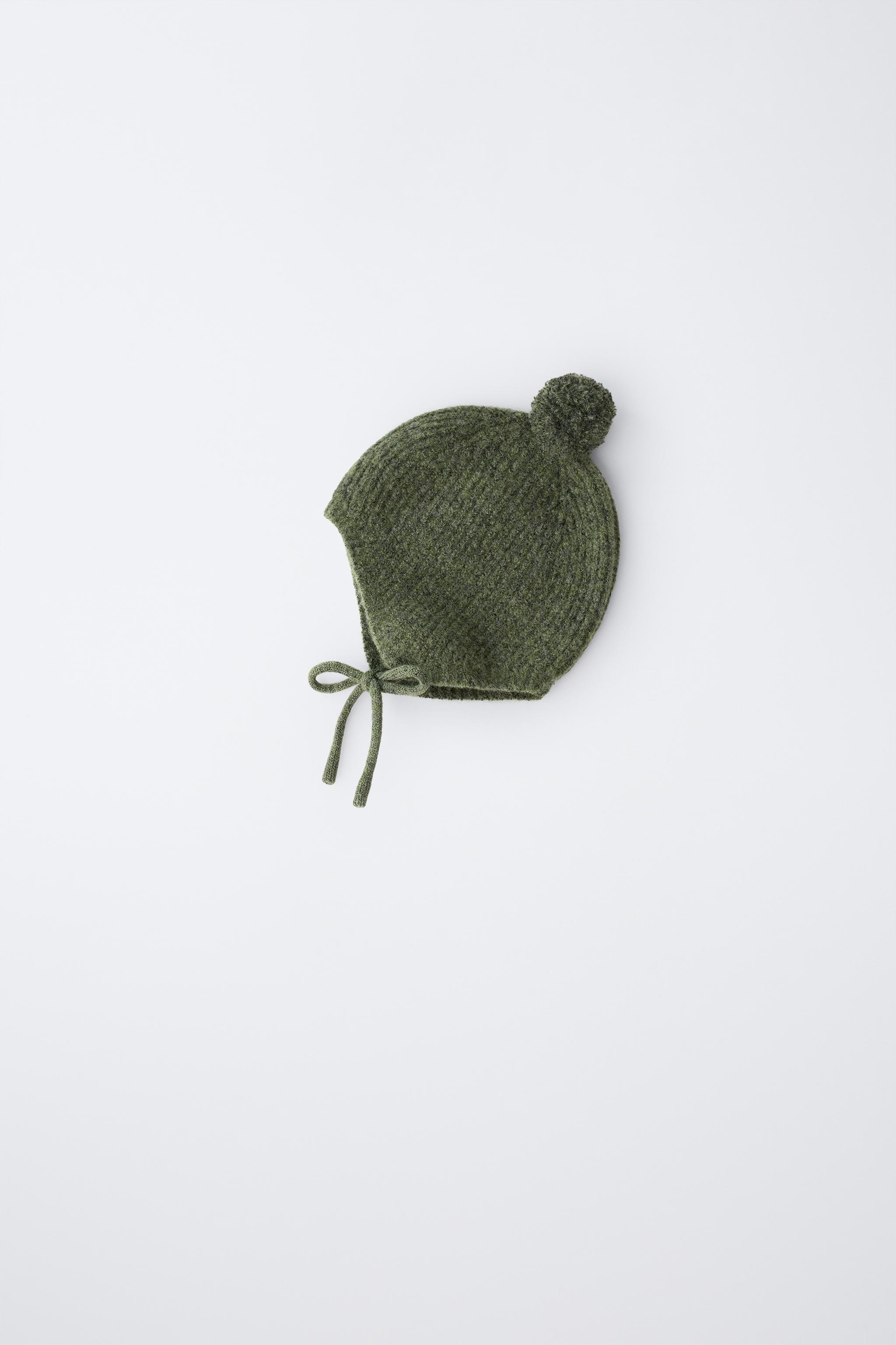 「pompom」 KNIT POMPOM BONNET - Mid-green | ZARA United States