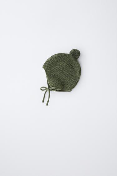 TRICOT MUTSJE MET POMPON - Middengroen van Zara - Afbeelding 0