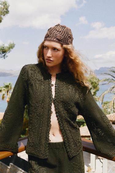VESTE BIMATIÈRE AU CROCHET - Kaki de Zara - Image 5