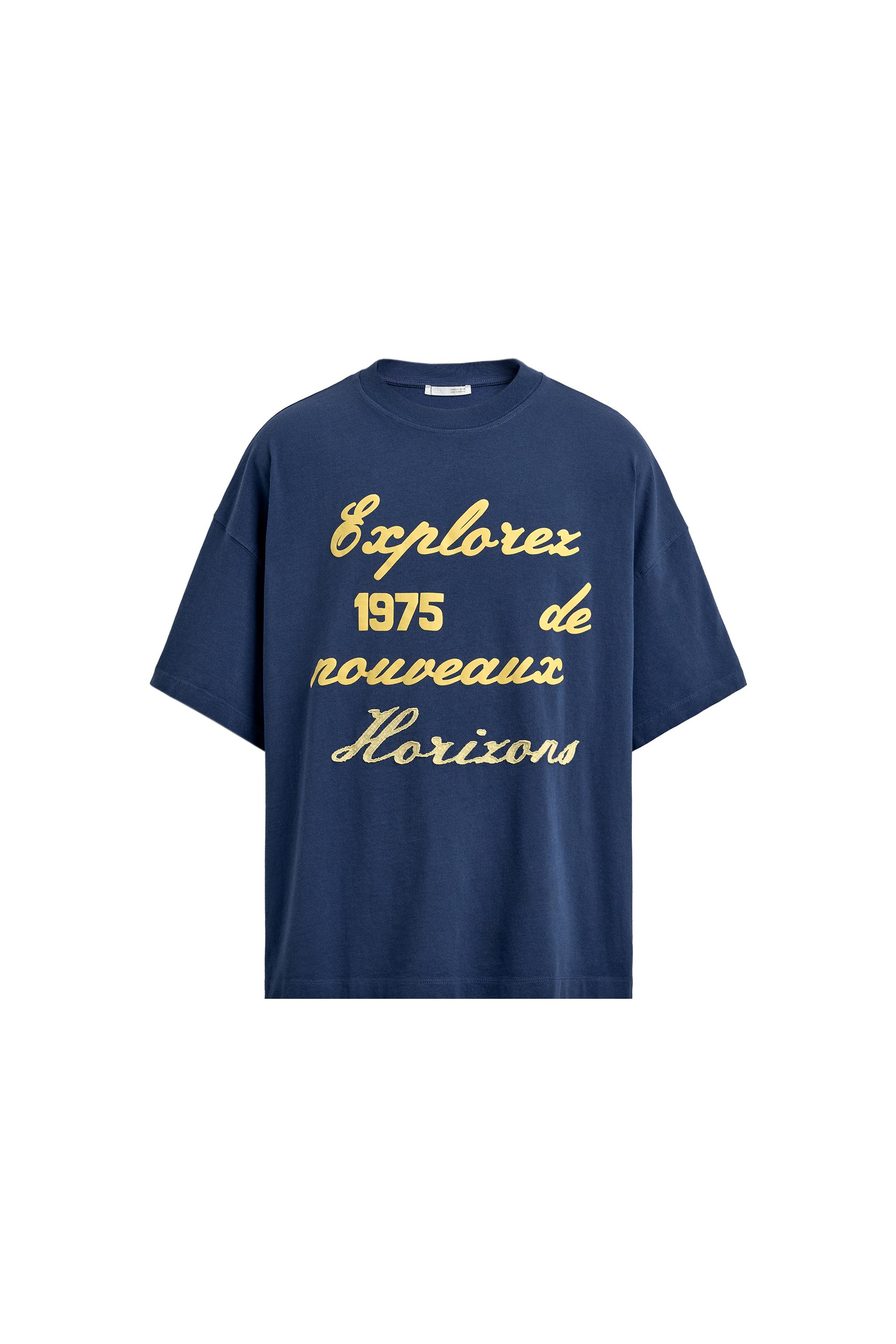 EMBROIDERED PRINT T-SHIRT - Navy blue | ZARA United States