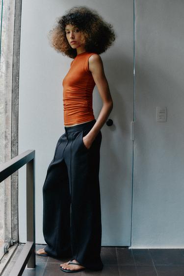 SIDE GATHERED TOP - Burnt orange by Zara - Image 3
