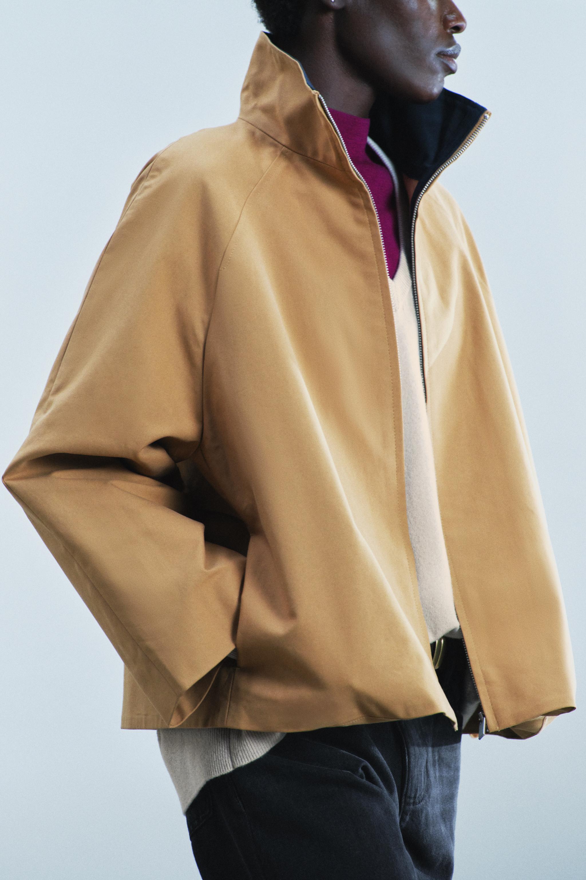 Zara ZW COLLECTION KONTRAST YAKALI TRENÇKOT görsel 4