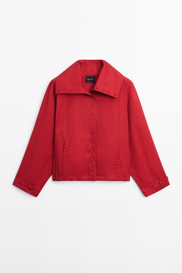 Chaqueta ligera detalle botones algodón - Rojo fuerte de Zara