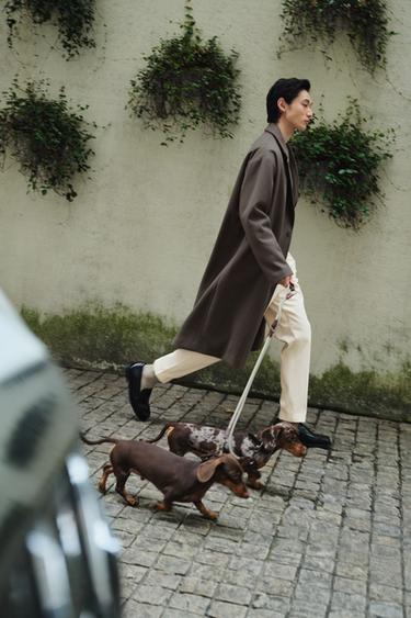 Zara 防潑水紋理大衣 - 淡米黃色/卡其色