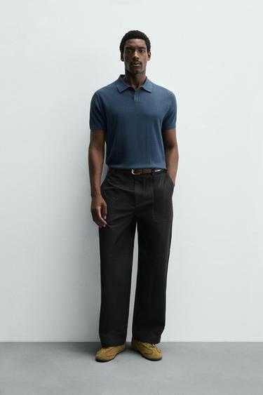 POLO PUNTO CANALÉ - Azul lavado de Zara