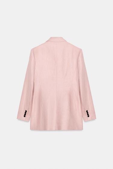 100% LINEN DOUBLE-BREASTED BLAZER - Beige-pink by Zara - Image 6