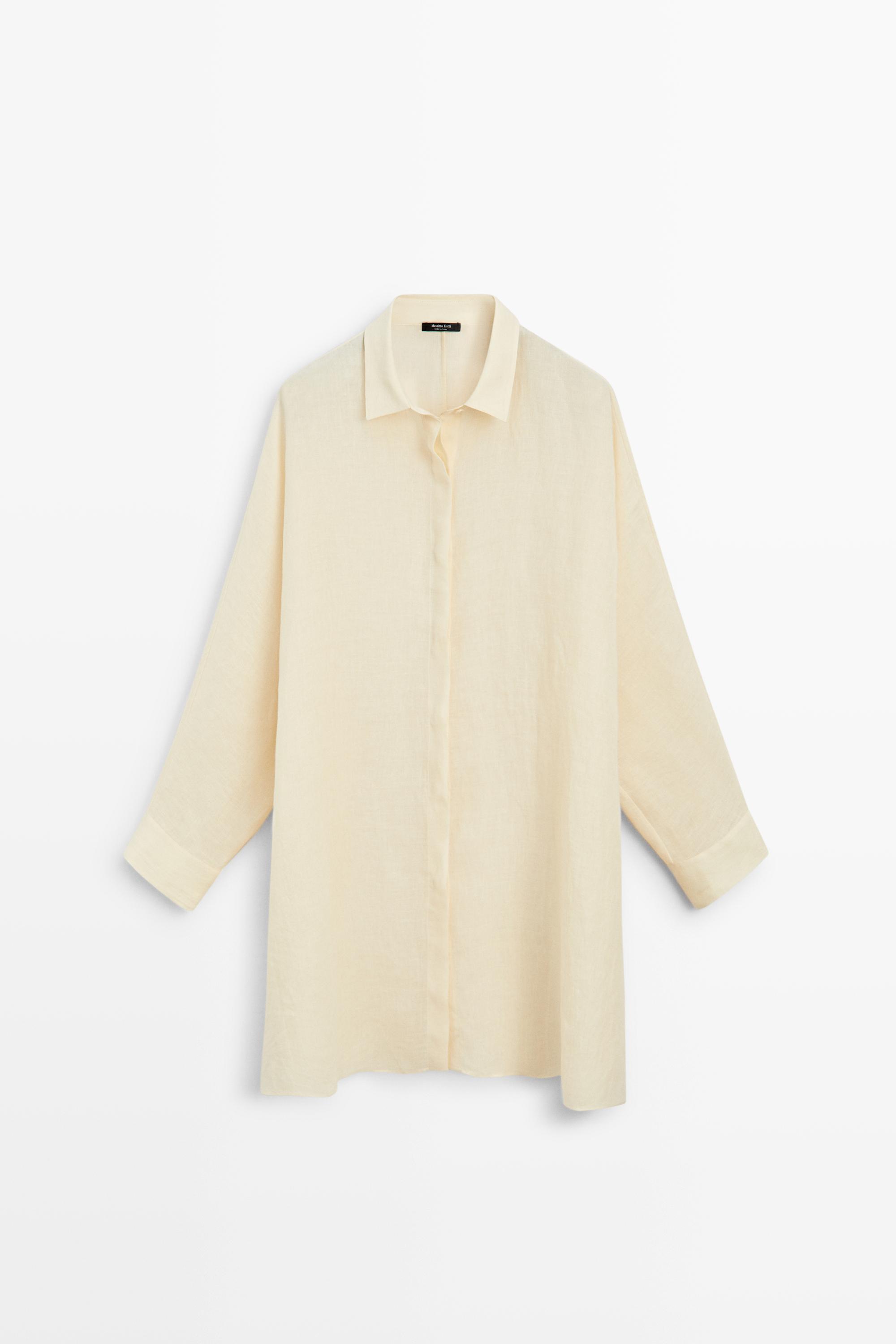 Robe chemise courte 100 % lin