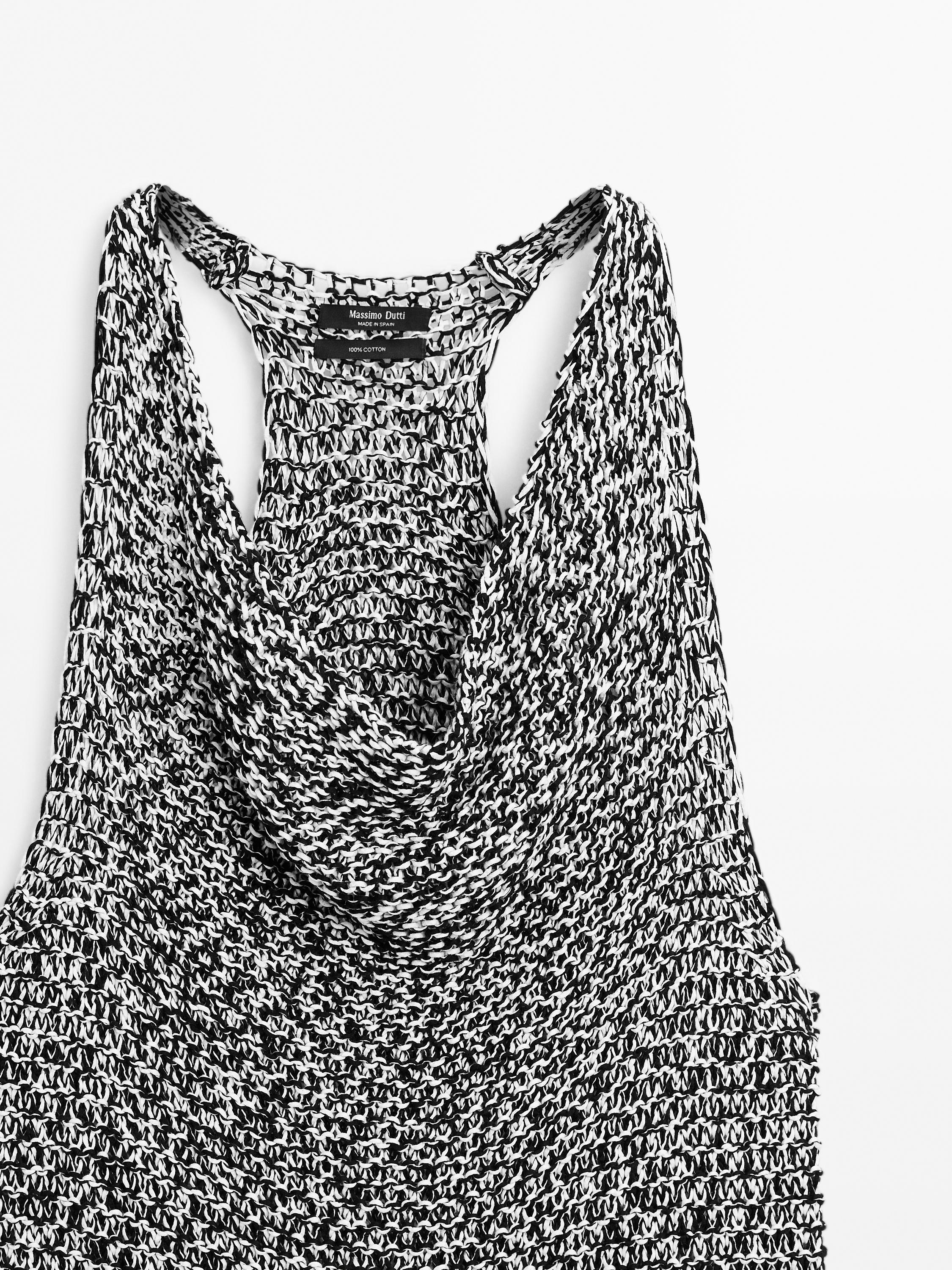 Top drapé en maille chinée