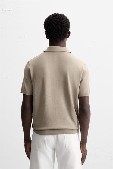 POLO EN MAILLE MÉLANGE VISCOSE - Marron clair de Zara - Image 2