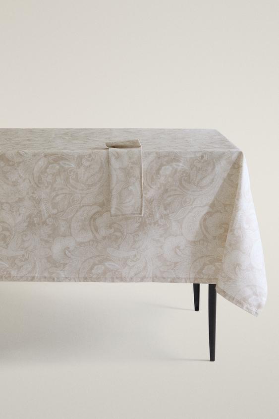 RESIN-COATED PAISLEY PRINT TABLECLOTH - Beige by Zara - Image 0