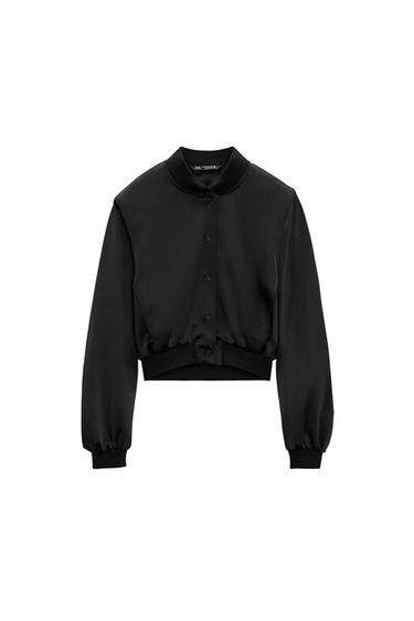 SATIN EFFECT CROP BOMBER