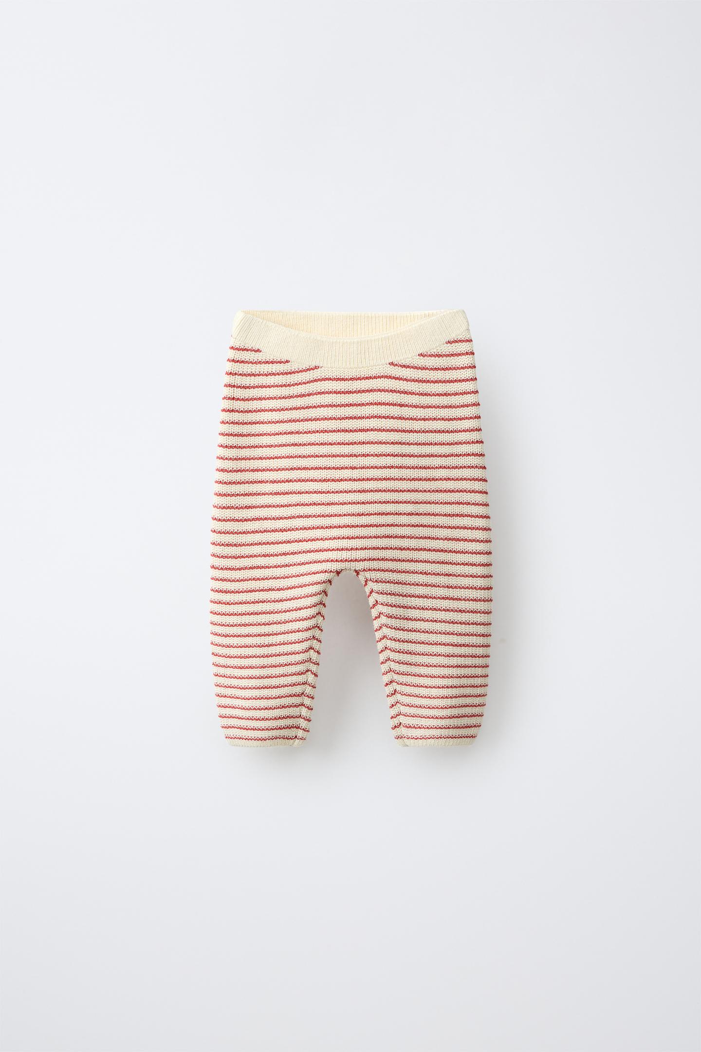 Детские брюки Zara Striped Knit, цвет: Экрю / Красный — фото 2