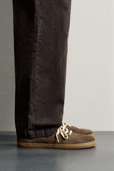 ZAPATILLA PEL BAREFOOT - Marrón de Zara - Imaxe 0