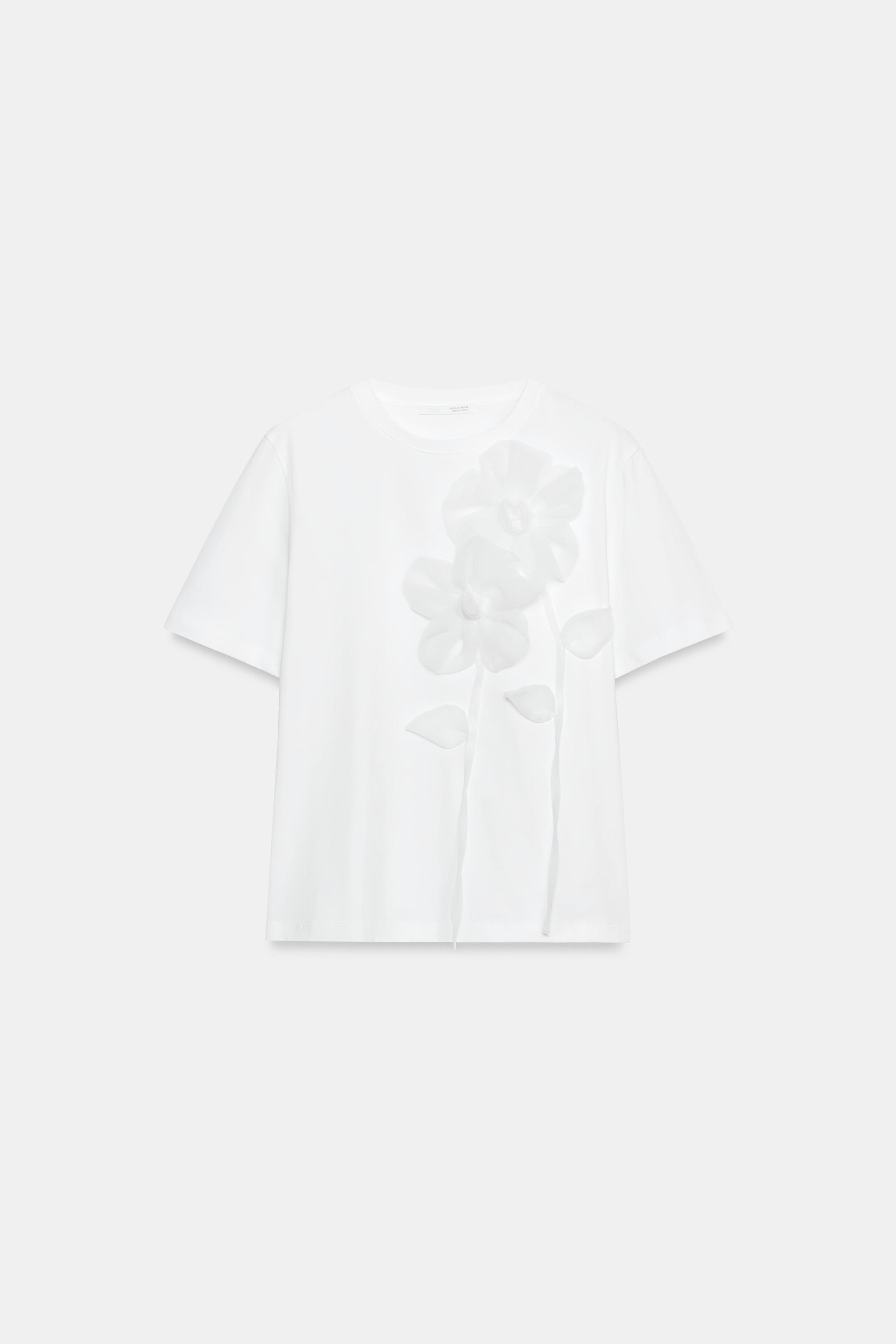 HACİMLİ ÇİÇEK DESENLİ T-SHIRT - Görsel 5