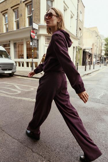 WIDE-LEG TROUSERS - Burgundy by Zara - Image 4