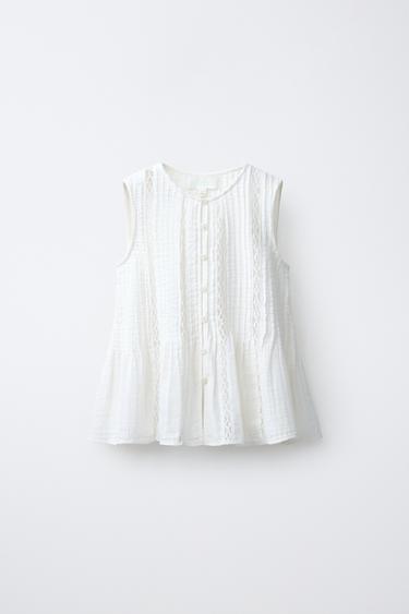 LACE TRIM SHIRT WITH PINTUCKS - Ecru by Zara - Image 0