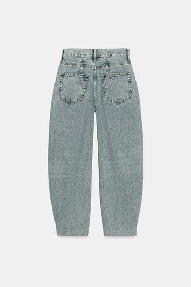 JEANS ZW COLLECTION TAPERED SHTRAT I LARTË - E kaltër e hapur nga Zara