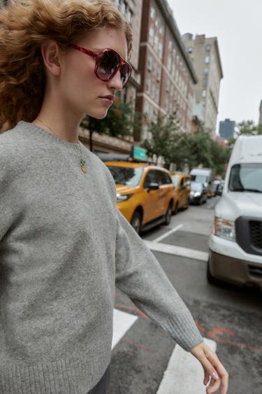 Zara SOFT KNIT JUMPER - Gray marl