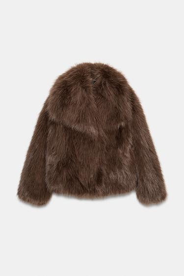 Zara ZW COLLECTION FAUX FUR JACKET - Brown