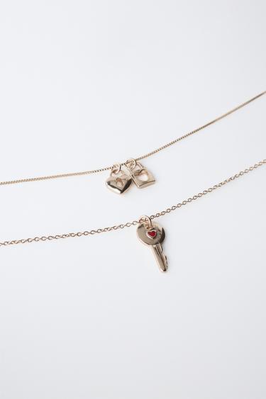 LOT DE DEUX COLLIERS CLÉS ET CADENAS - Doré de Zara - Image 2