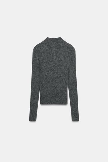 PULL 100 % LAINE À ZIP - Gris moyen de Zara - Image 6