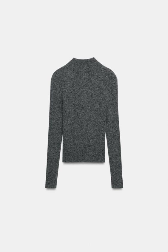 100% WOOL ZIP-UP JUMPER - Mid-grey by Zara - Image 4