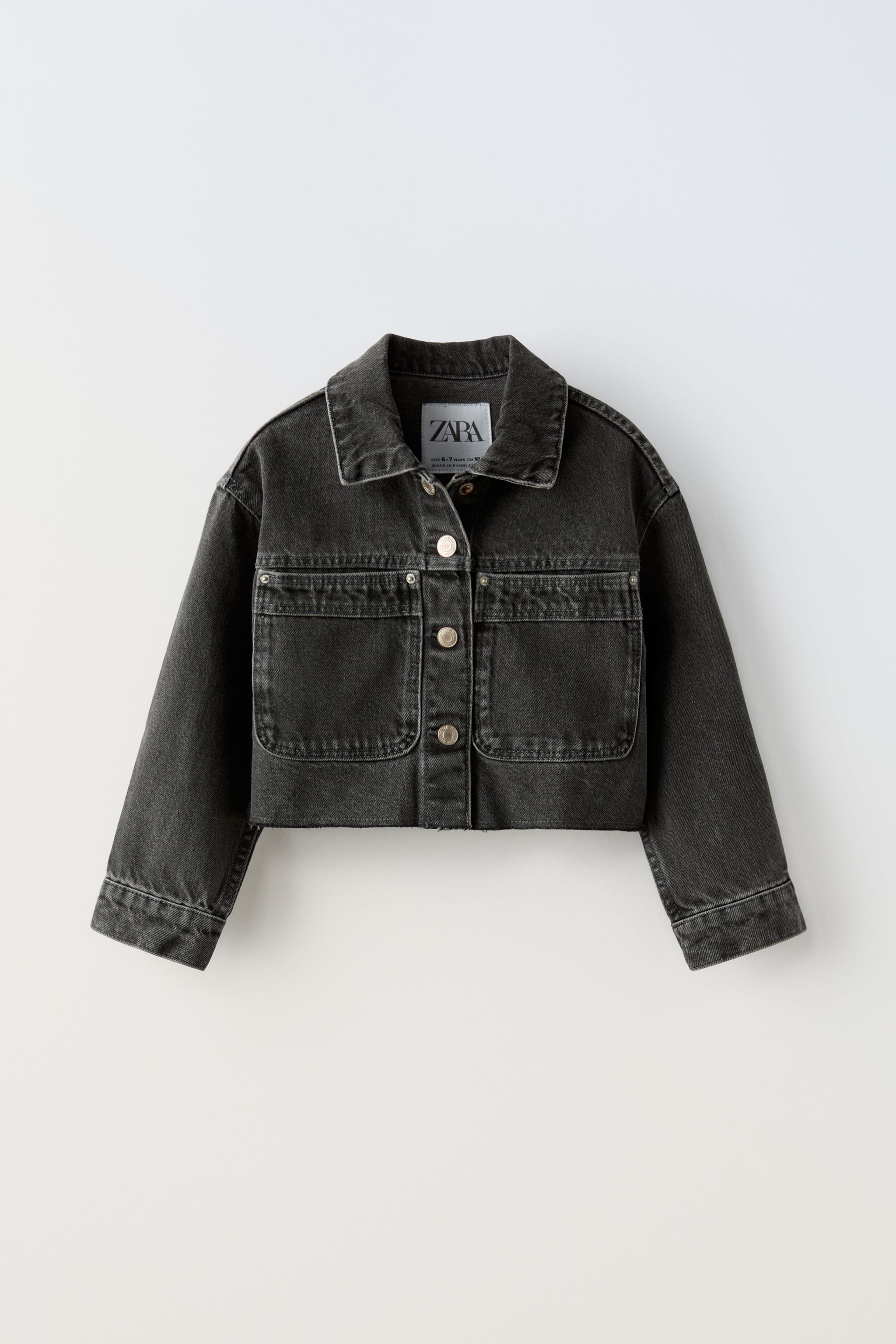 Cropped denim jacket black zara on sale