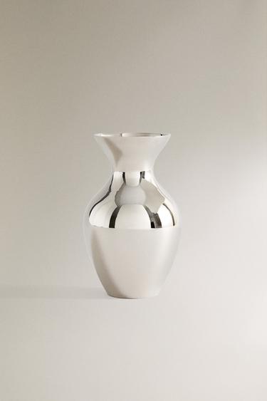 SMALL BRASS VASE - Silver by Zara