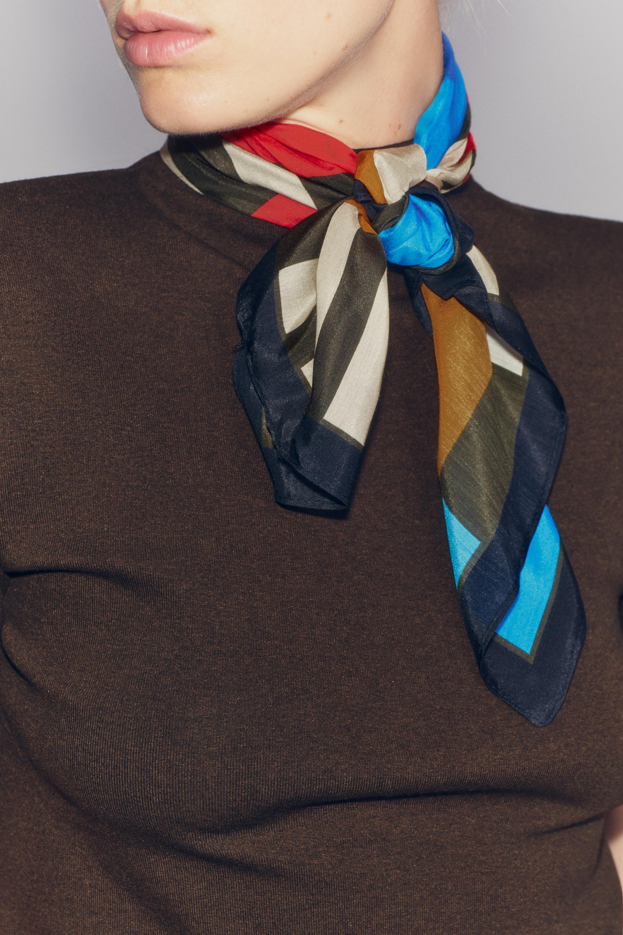 STRIPED SILK BLEND SCARF — Multicolored