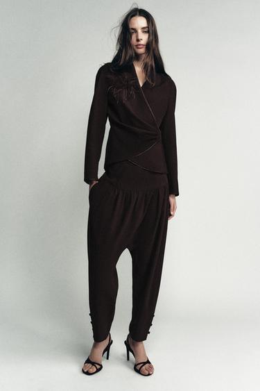 Zara LIMITED EDITION BAGGY PANTS - Dark brown