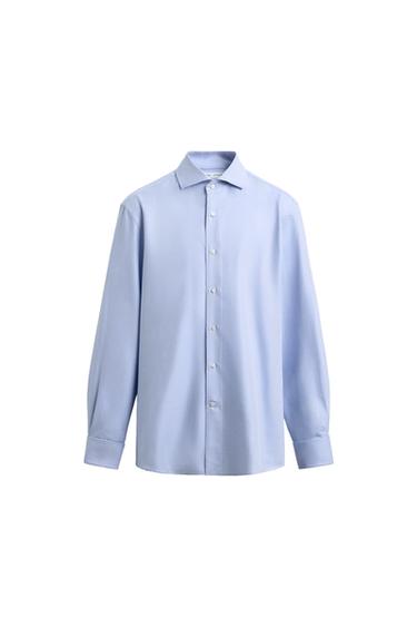 Zara 修身版雙層袖口襯衫 - 天藍色