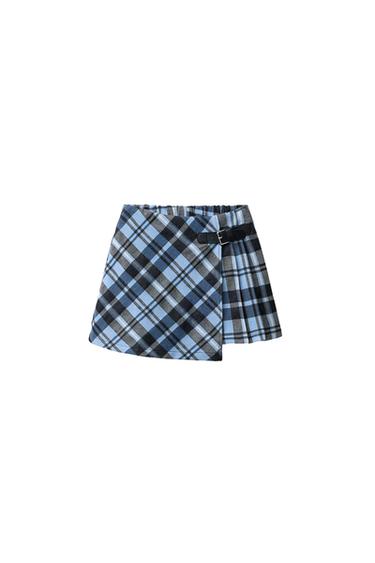 Zara CHECK SKORT - Mid-blue - Image 0