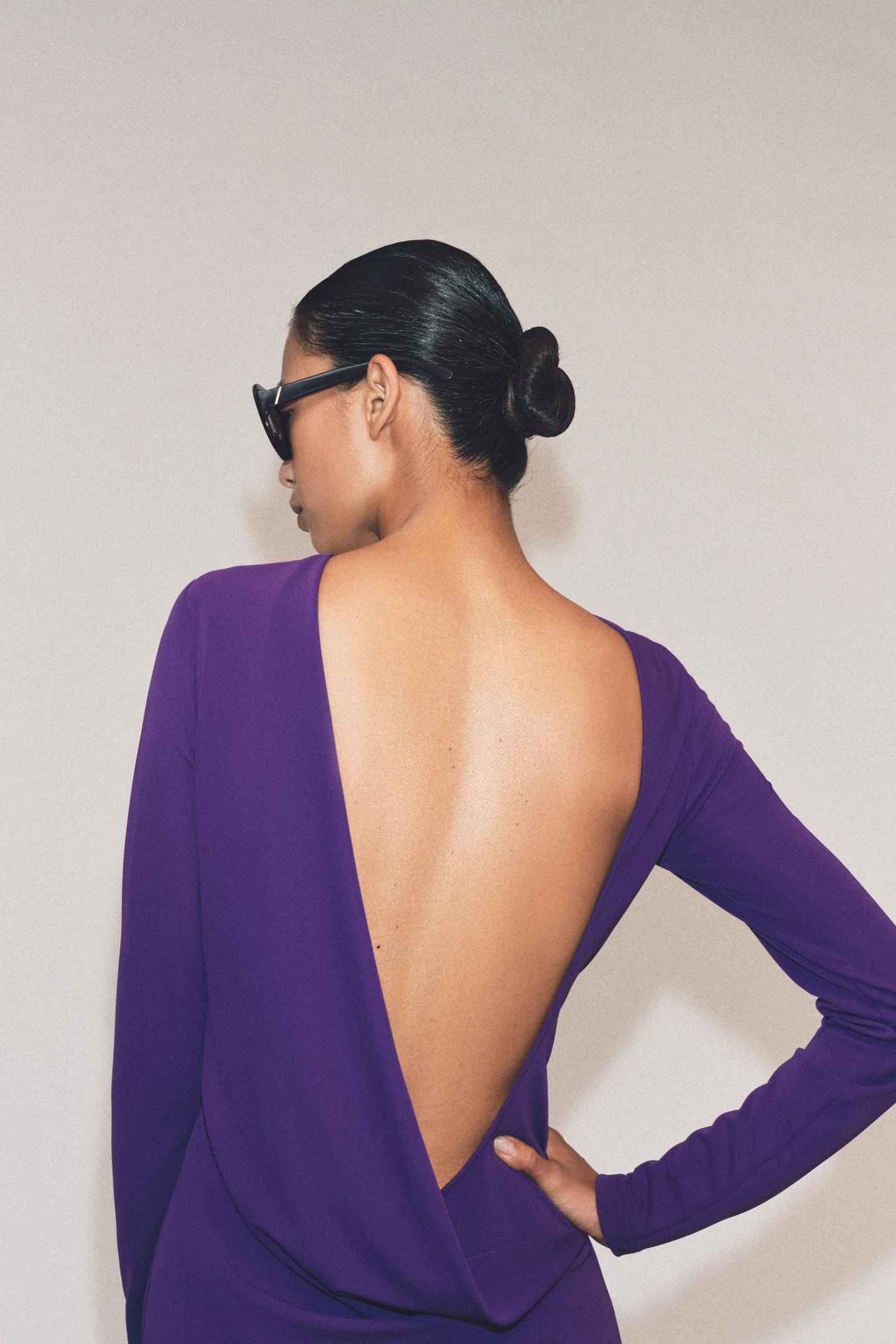 Женское платье Zara Draped Open-Back, цвет: Фиолетовый — фото 3