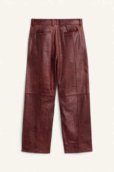 LIMITED EDITION LEATHER SUIT TROUSERS - Brown by Zara - Image 5