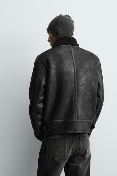 BLOUSON EN MATIÈRE SYNTHÉTIQUE COMBINÉE - Noir de Zara - Image 2