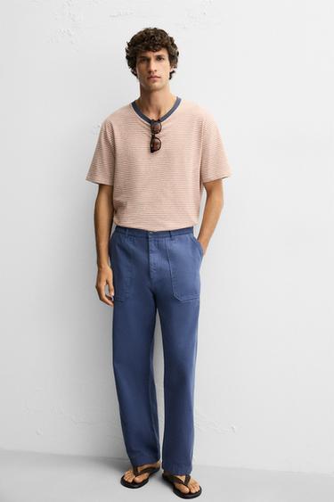 STRAIGHT-LEG CANVAS TROUSERS - Blue by Zara - Image 5