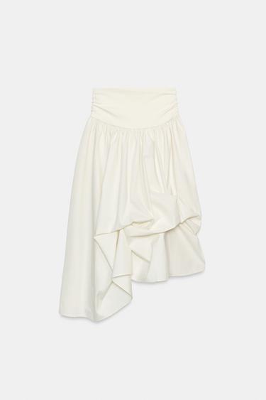 CONTRAST VOLUME SKIRT - Ecru by Zara - Image 4