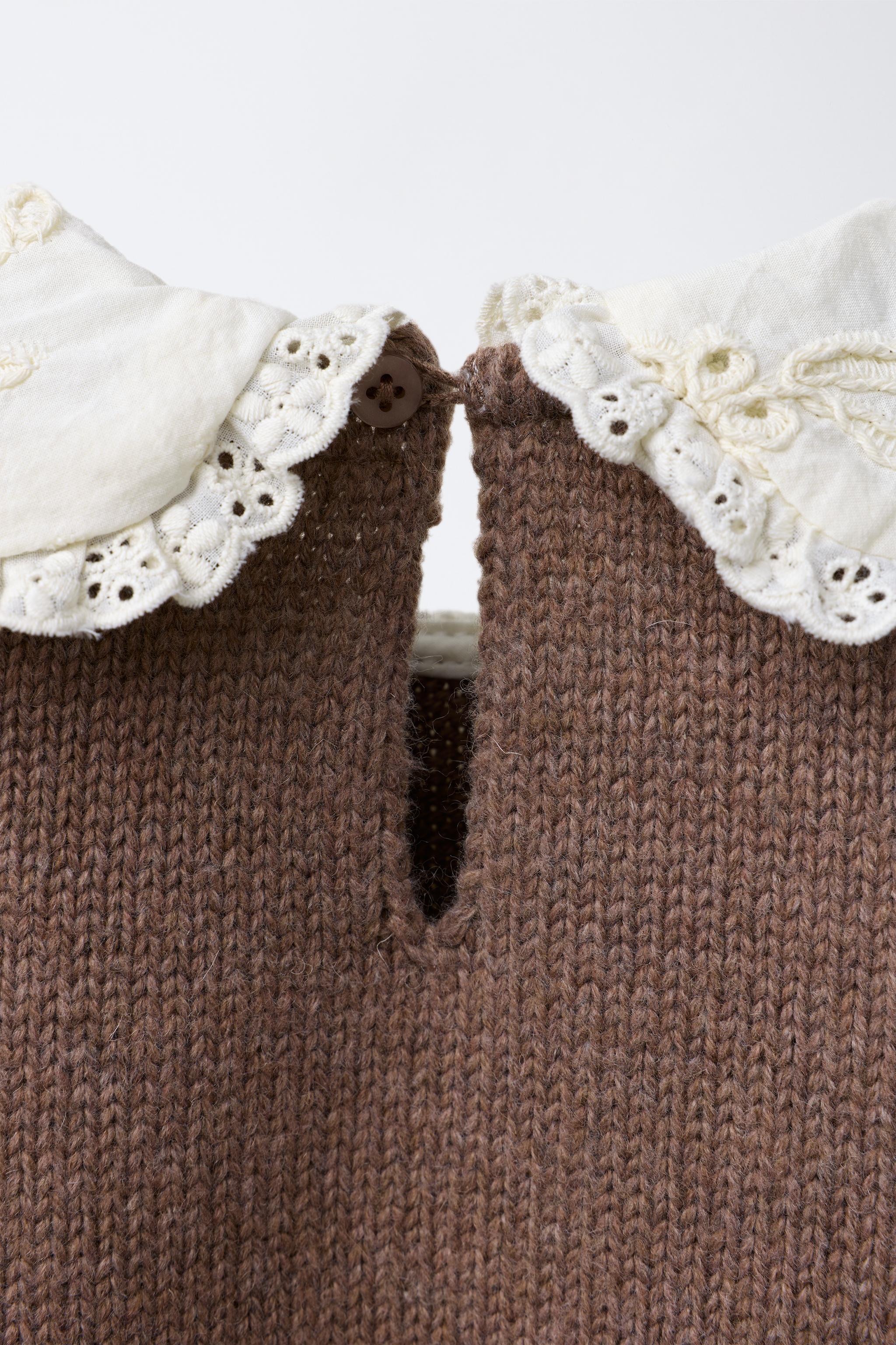 EMBROIDERED COLLAR KNIT SWEATER