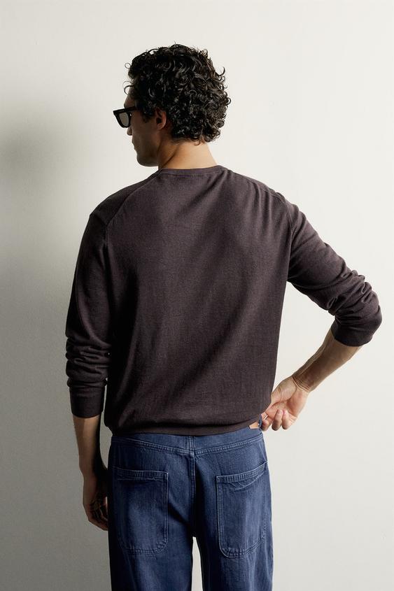 PULL REGULAR FIT COTON-CACHEMIRE - marron chiné de Zara - Image 2