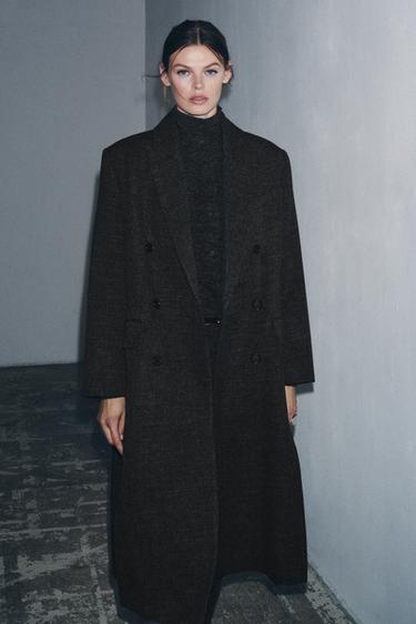 WOOL BLEND COAT WITH VENTS ZW COLLECTION - Brown marl by Zara - Image 0
