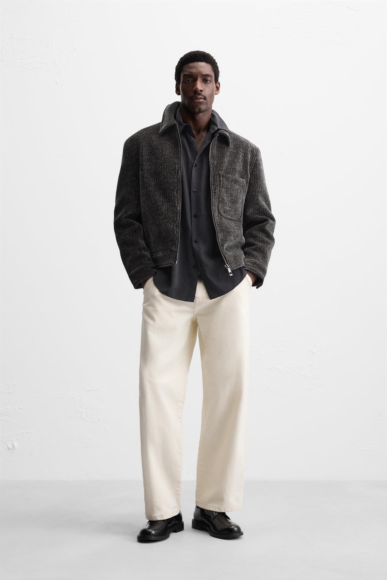 Zara TEXTURED WRINKLED EFFECT JACKET - Gray