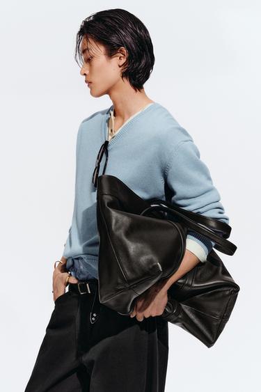 Zara 真皮托特包 - 棕色