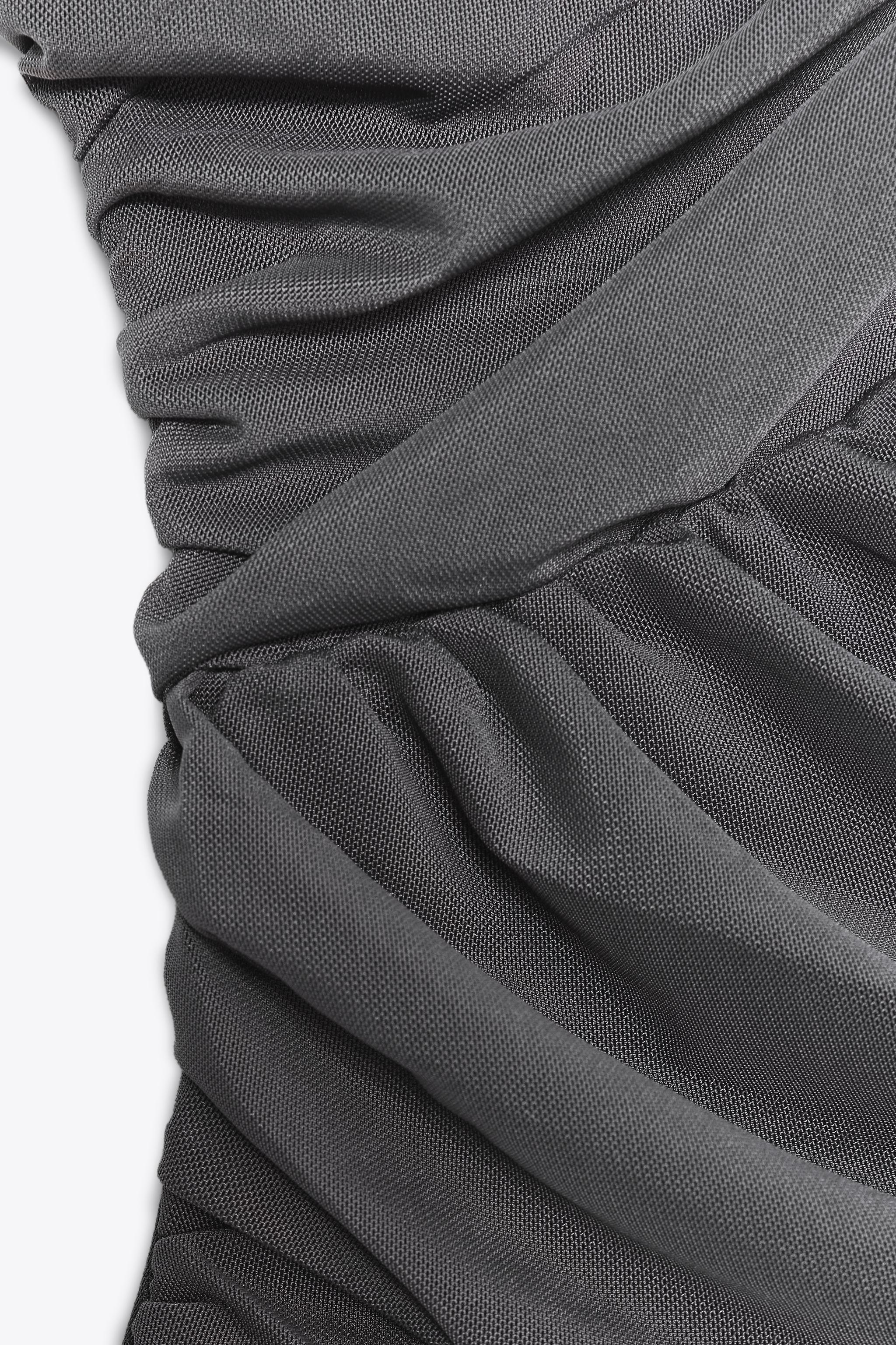 DRAPED ASYMMETRIC TULLE BODYSUIT